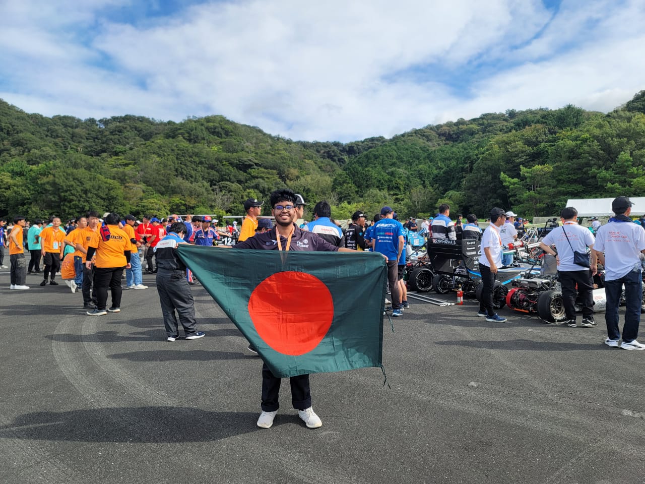 Team Kilo Flight in Japan with Bangladesh Flag